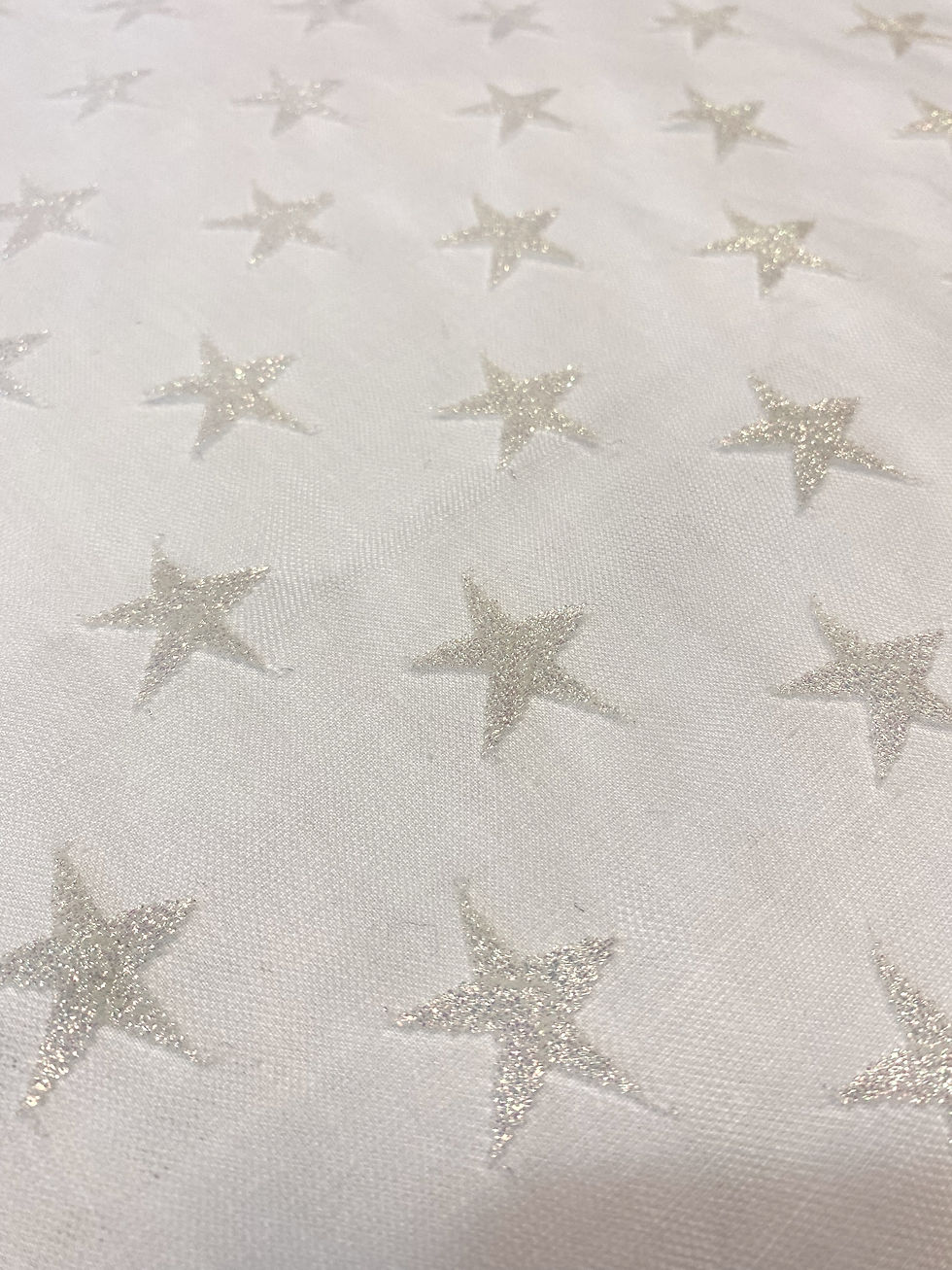 Thumbnail: White Net Metallic Stars Fabric