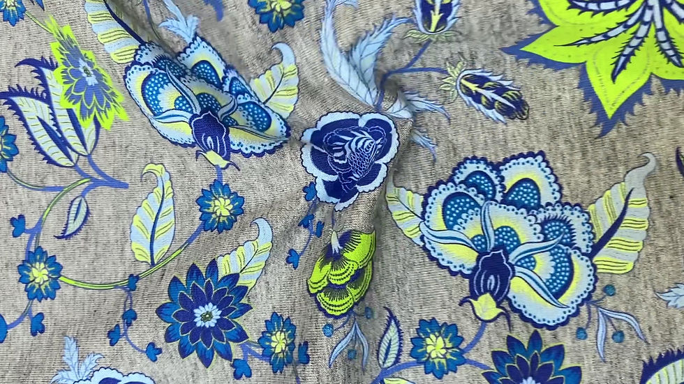 Thumbnail: Floral Paisley French Terry Cotton Stretch Fabric