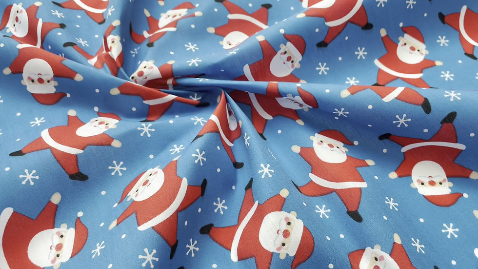 Thumbnail: Christmas Tumbling Santas Polycotton Fabric