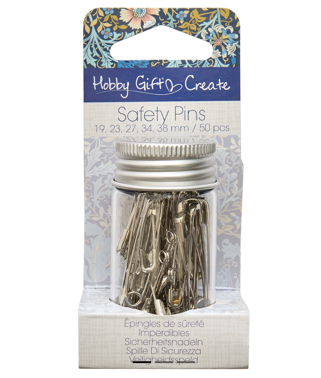 Safety Pins Jar Front View