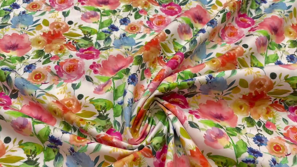 Thumbnail: Summer Garden Floral 100% Cotton Poplin Fabric