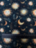 Celestial Sun & Moon Cotton Elastane Stretch Fabric Close Up