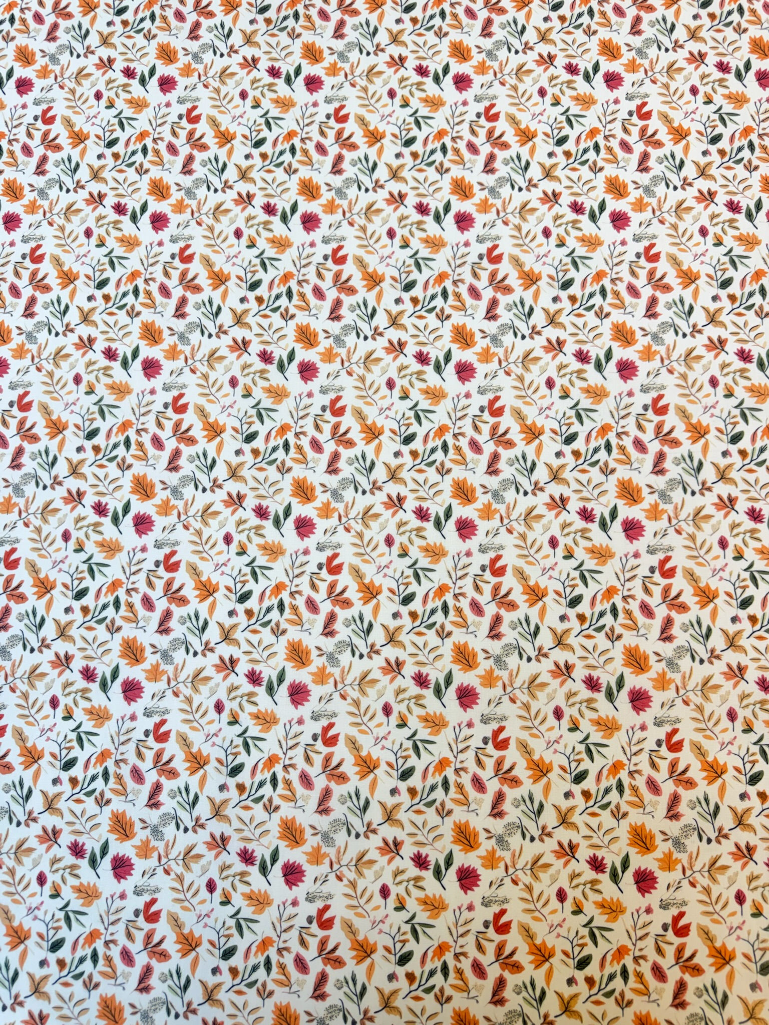 Leaves Cream Polycotton Fabric