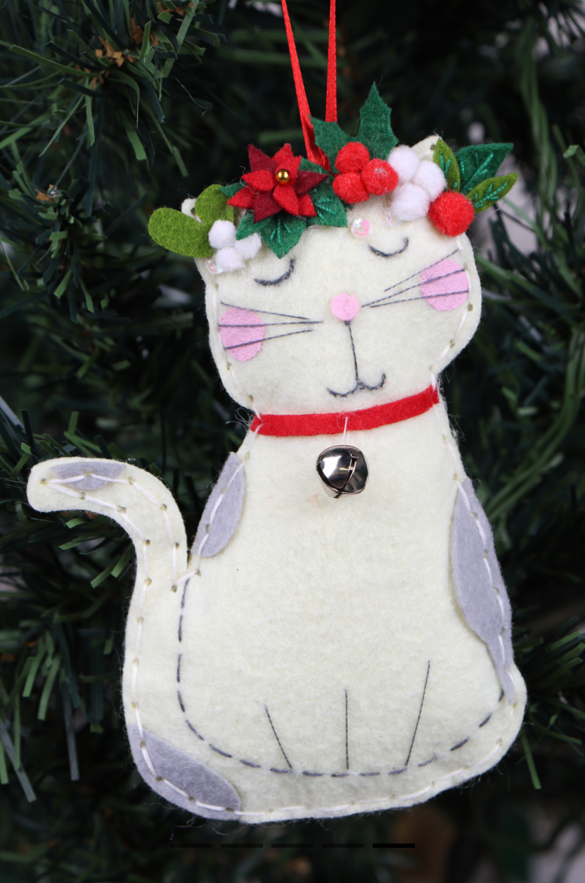 Thumbnail: Make your own Felt Christmas Cat Craft Kit Close up