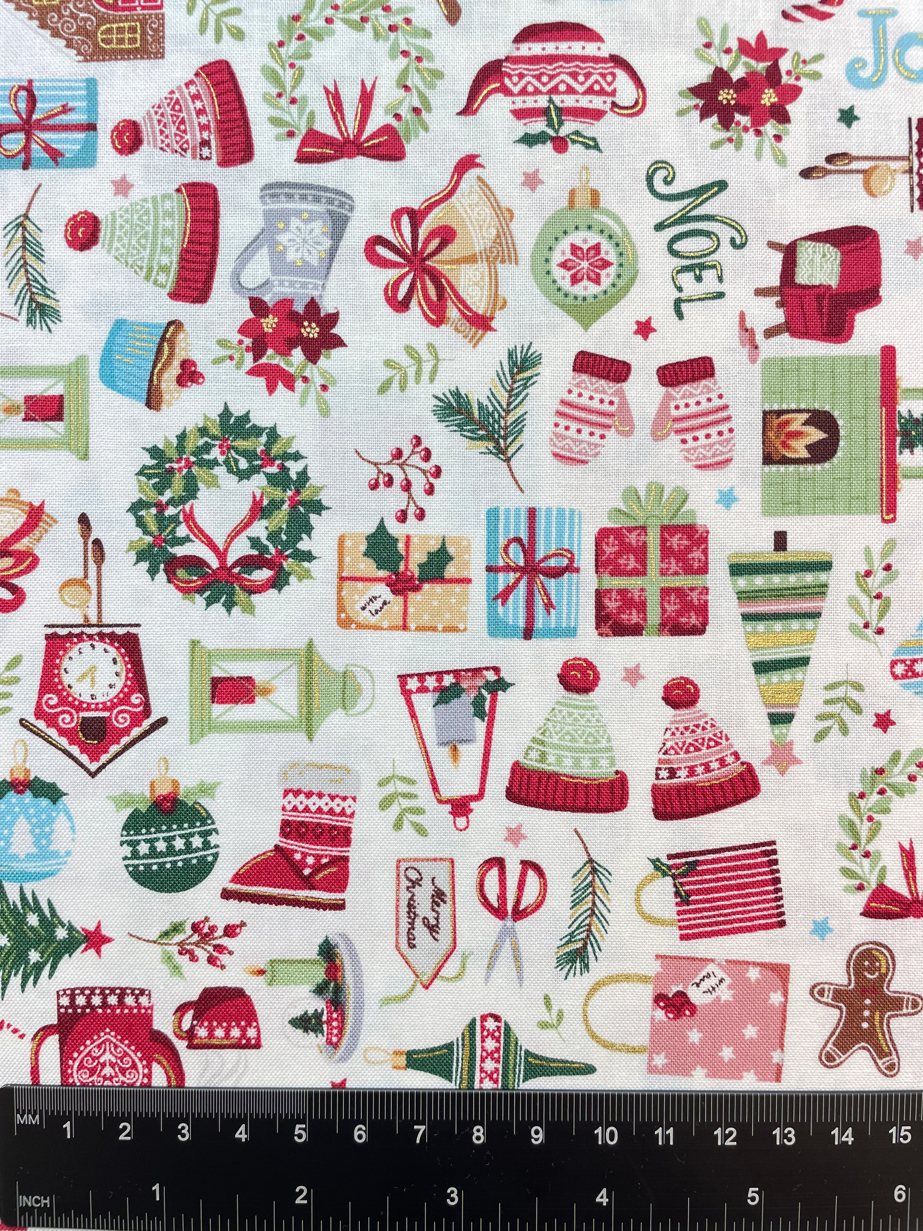 Cosy Christmas Cream 100% Cotton Fabric