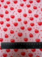 Cherry Hearts Cotton Elastane Stretch Fabric Close Up