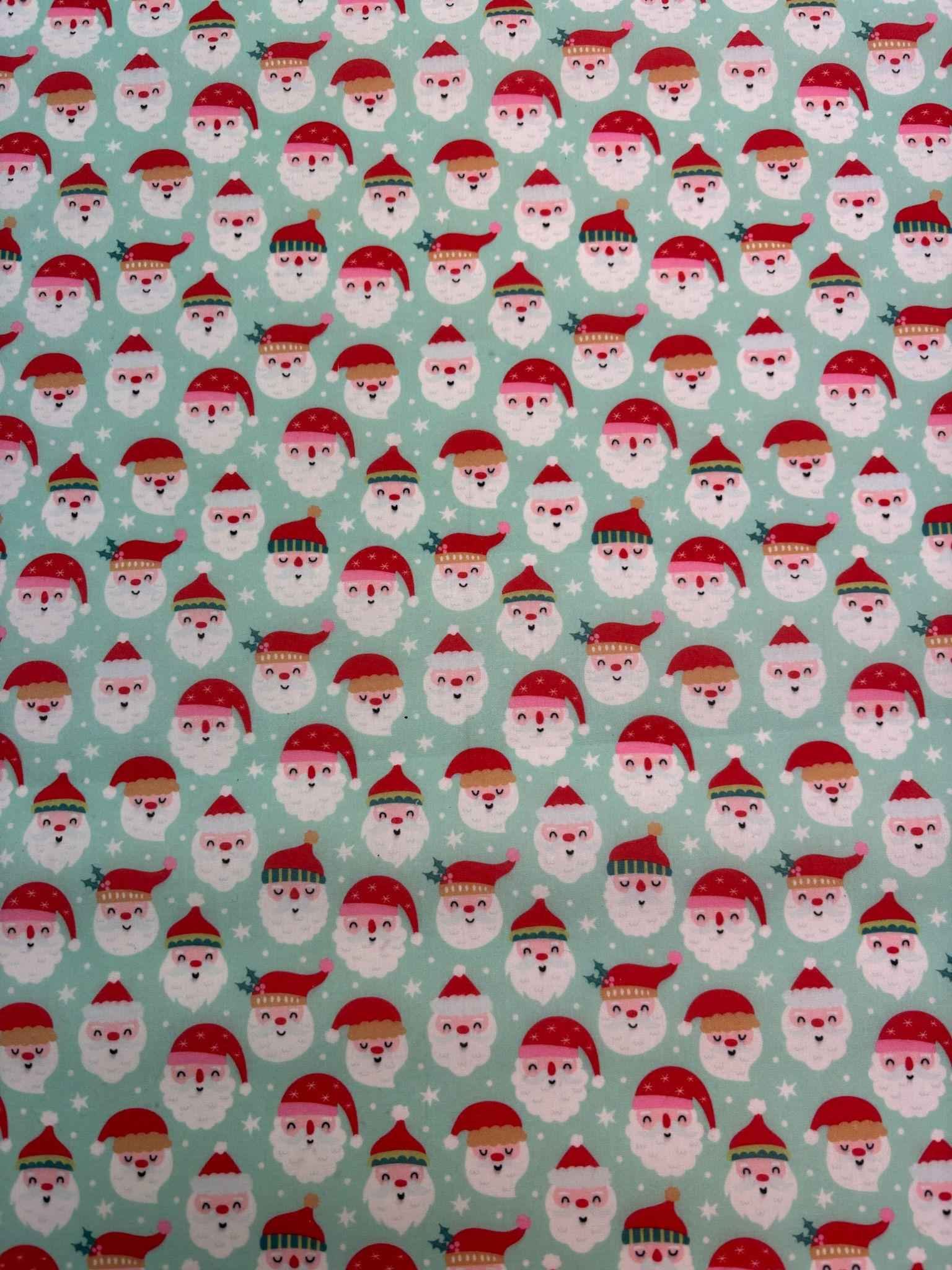 Santas Blue Polycotton Fabric
