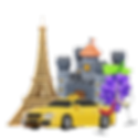 TAXI EN 3D AVEC MONUMENT TOURISTIQUE