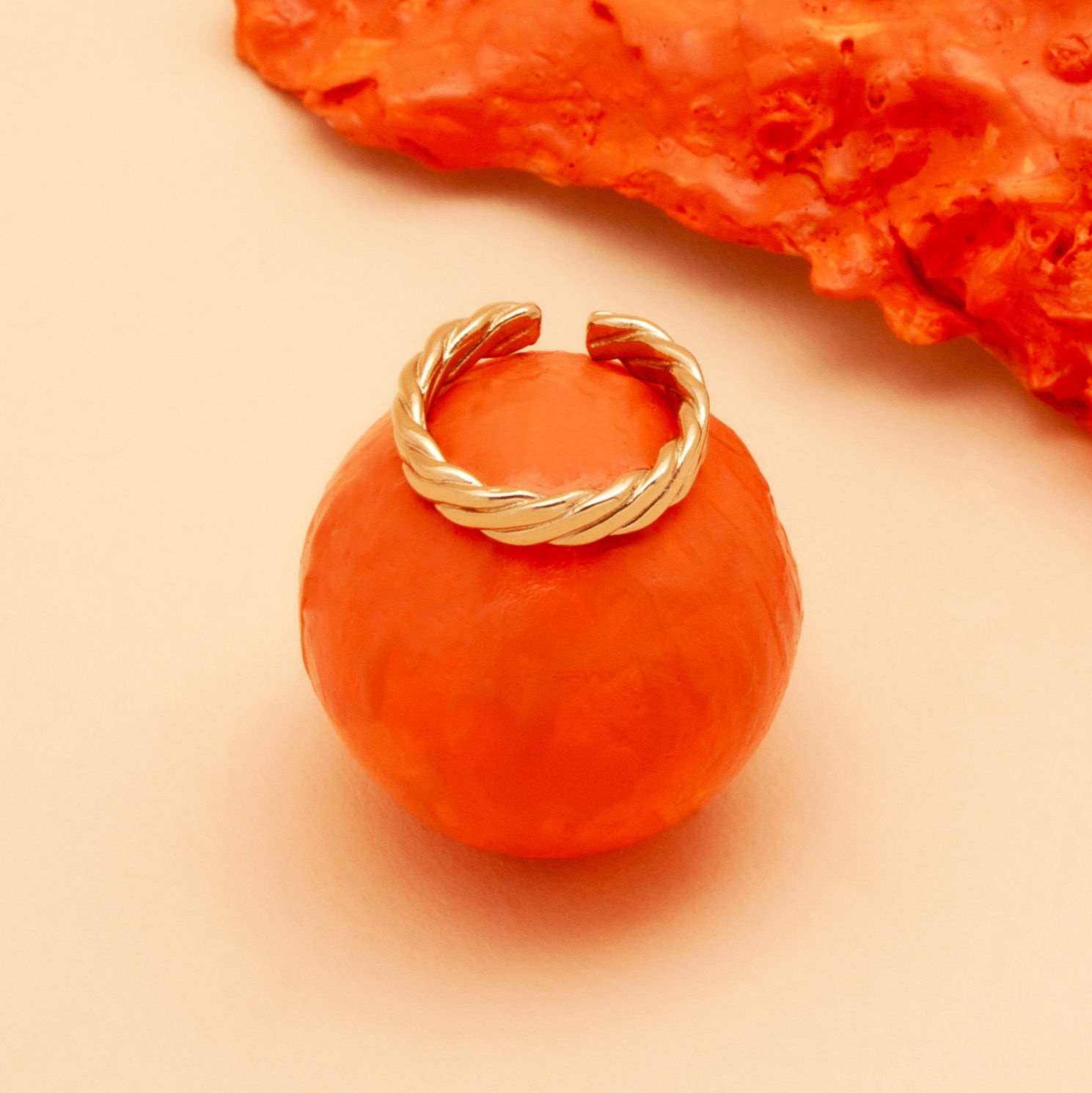 Bague anneau tressé plaqué or 24K