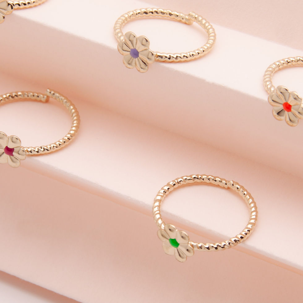 ADORABLES Bague Fleur petit coeur émaillé Enfant