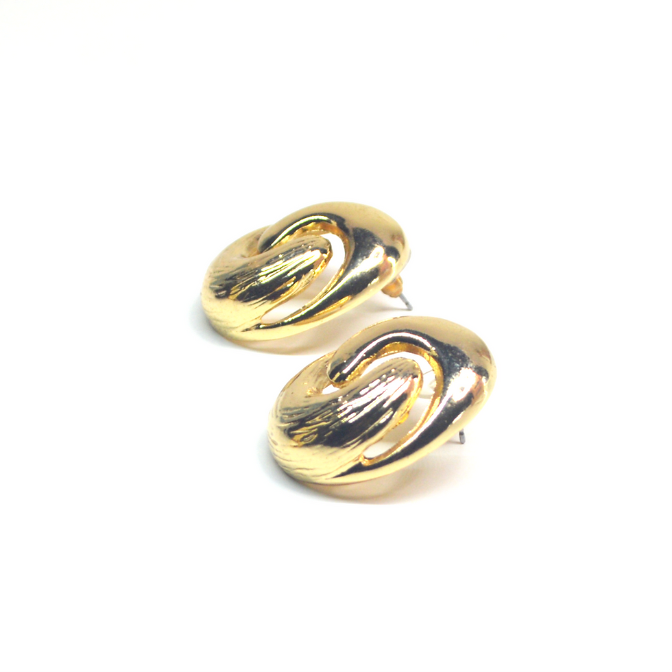 Thumbnail: GOLDEN OVAL SPIRAL STUD EARRINGS