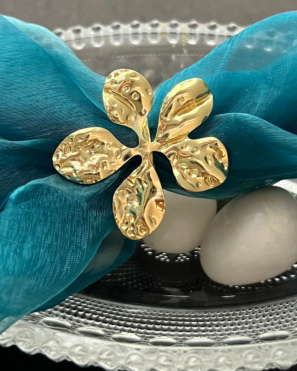 Thumbnail: Big golden flower stainless steel statement ring
