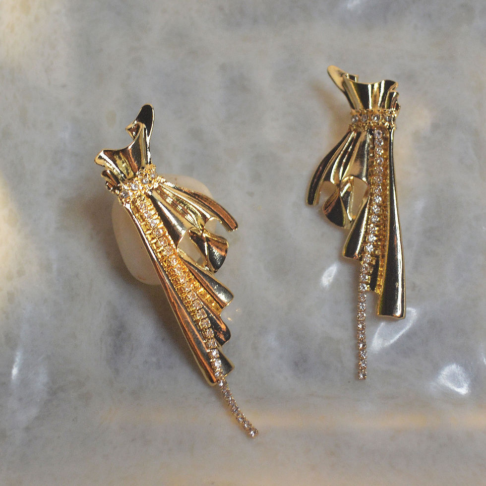 Thumbnail: ABSTRACT BOW STONE GOLDEN EARRINGS