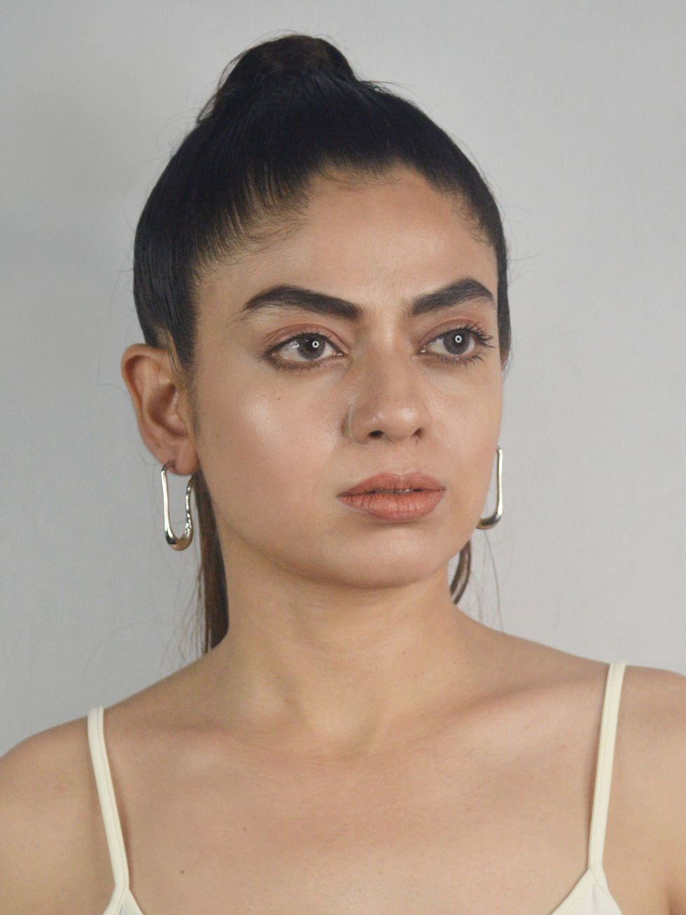 Thumbnail: DISTORTED RECTANGLE HOOP SILVER EARRINGS