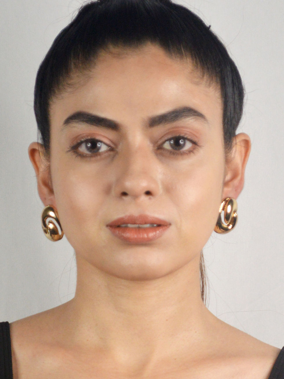 Thumbnail: GOLDEN OVAL SPIRAL STUD EARRINGS