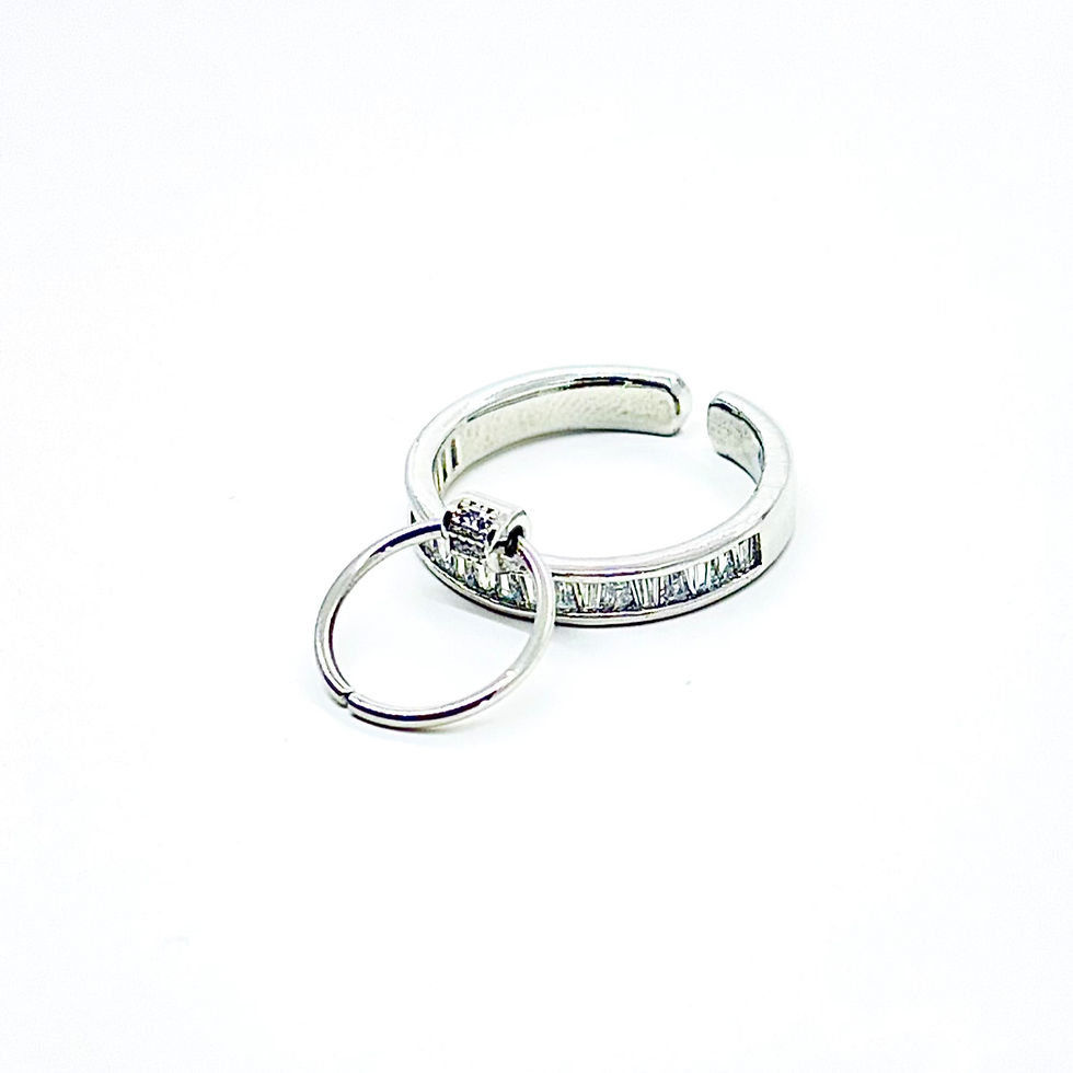 Thumbnail: CIRCULAR DROP AMERICAN DIAMOND SILVER RING