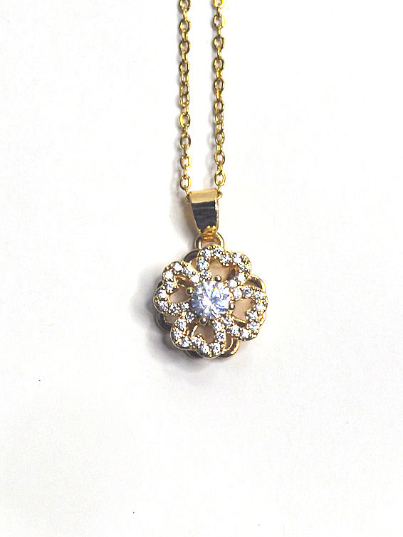 Thumbnail: GOLDEN ROTATING FLOWER NECKLACE