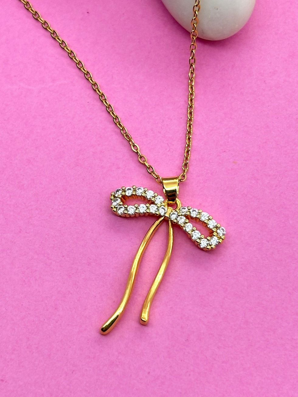 Thumbnail: AMERICAN DIAMOND BOW GOLDEN  NECKLACE