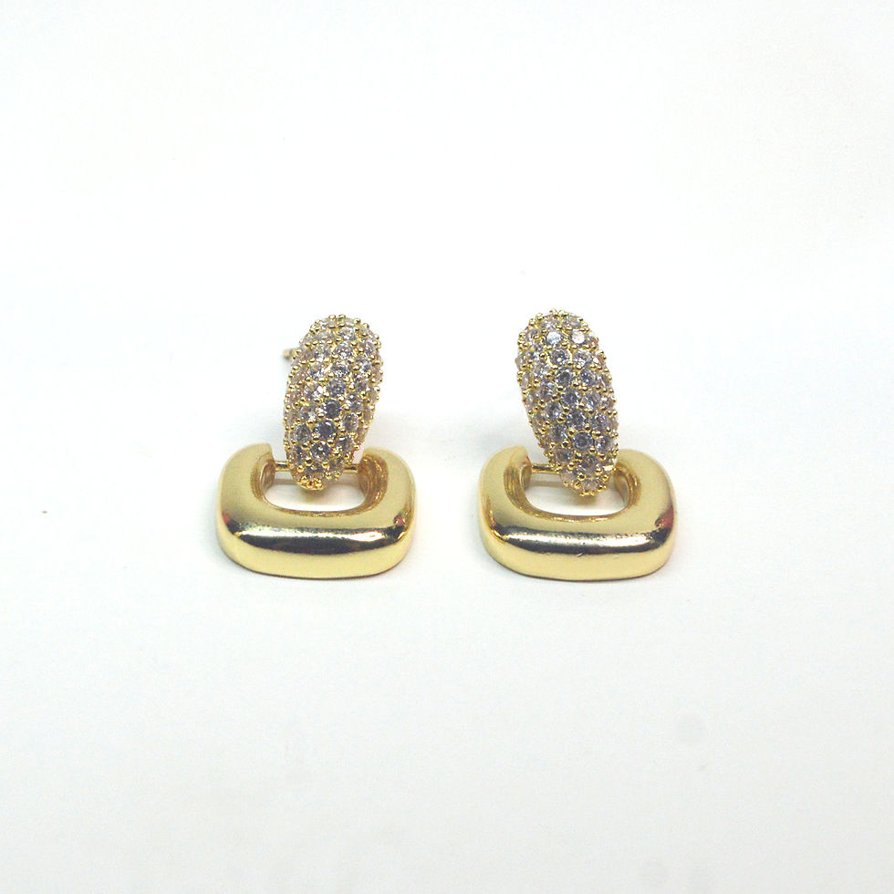Thumbnail: GOLDEN AMERICAN DIAMOND SQUARE DROP EARRINGS