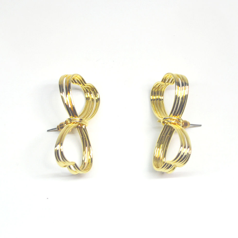 Thumbnail: HEART BOW LINE GOLDEN EARRINGS