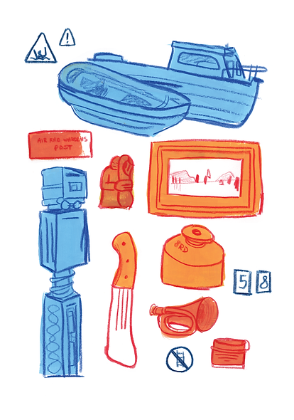 Collection of illustrated objects from Keswick in the Lake District