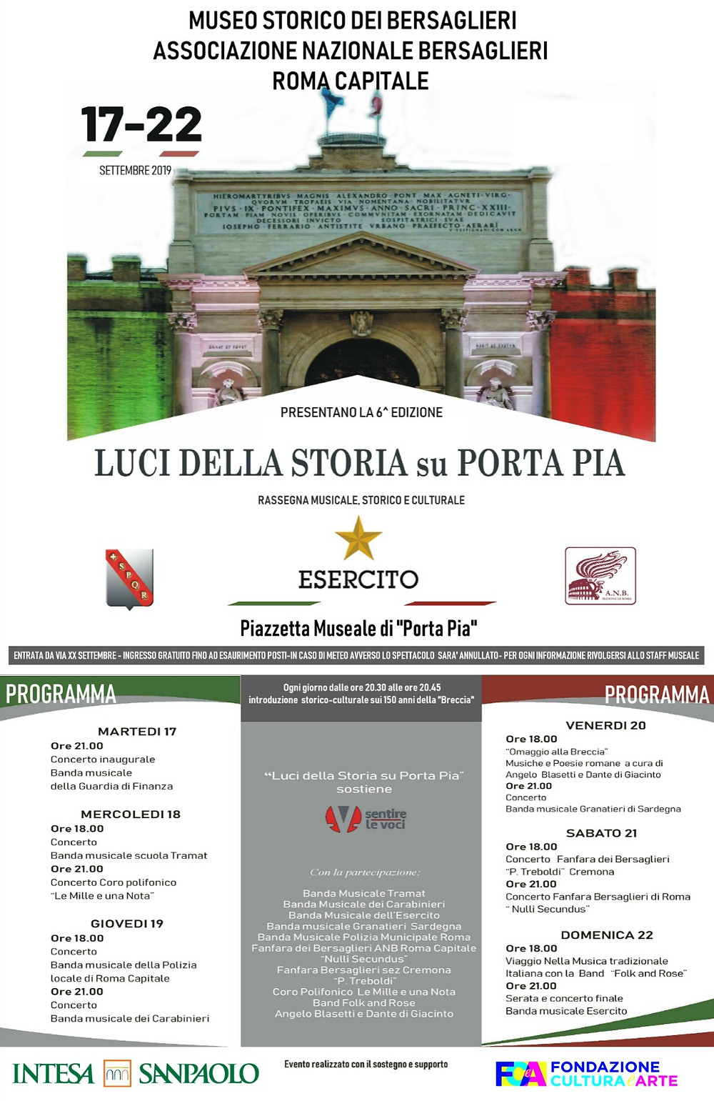 Luci della storia su Porta Pia