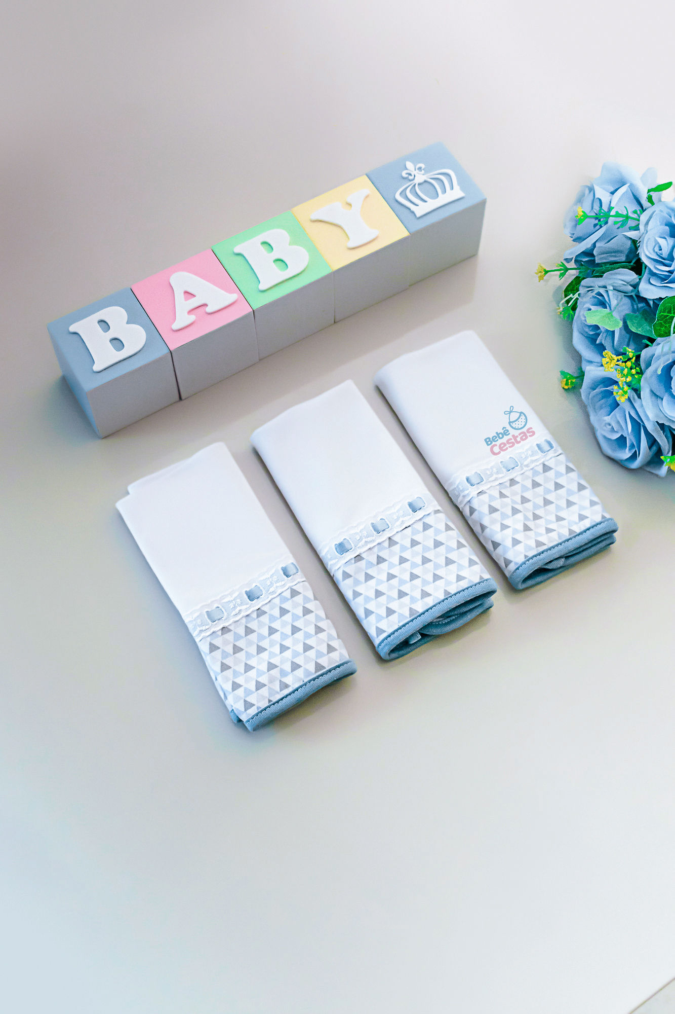 Kit 3 Panos de Boca - Triângulo Azul