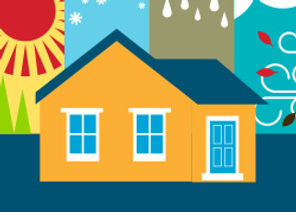 Technician performing home weatherization services for a client