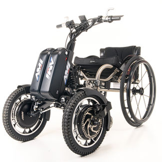 Vue attelée de l'assistance électrique pour fauteuil roulant SIROCCO EXTREME