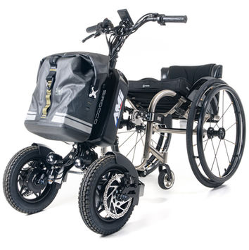 Kit de voyage installé sur l'assistance électrique pour fauteuil roulant manuel SIROCCO Voyageur