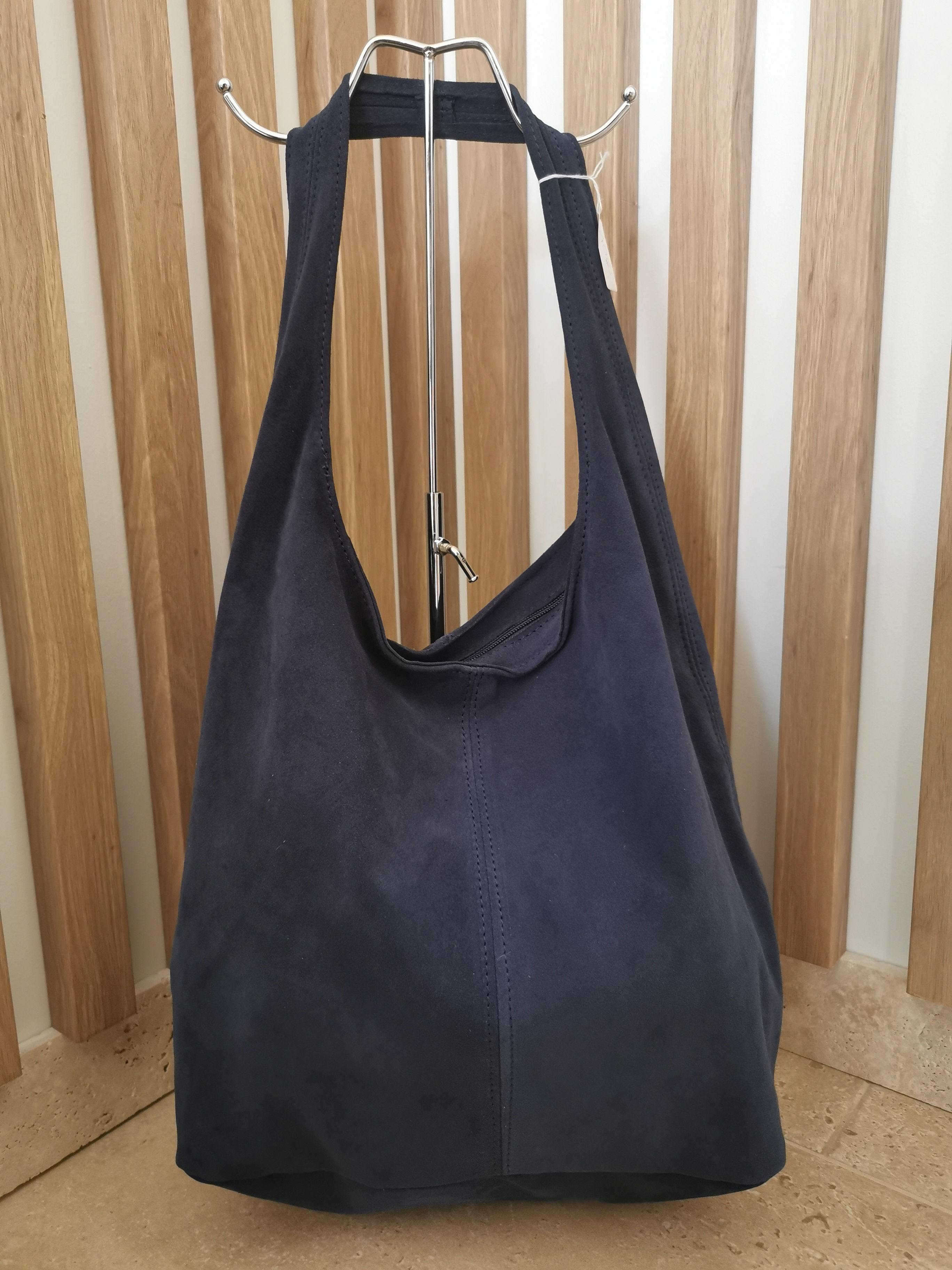 Sac en cuir daim cabas bleu foncé