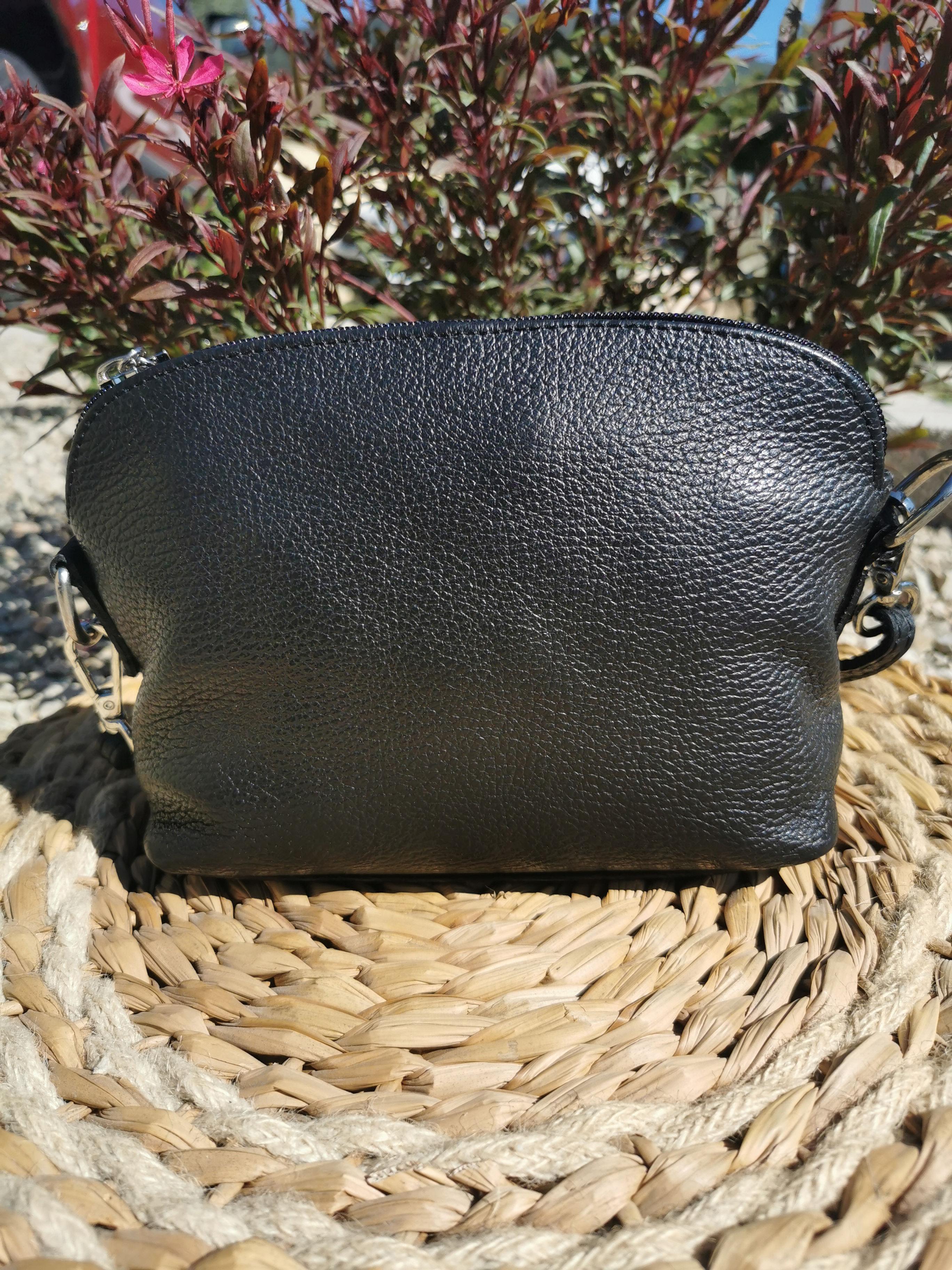 Sac en cuir carré arrondi noir