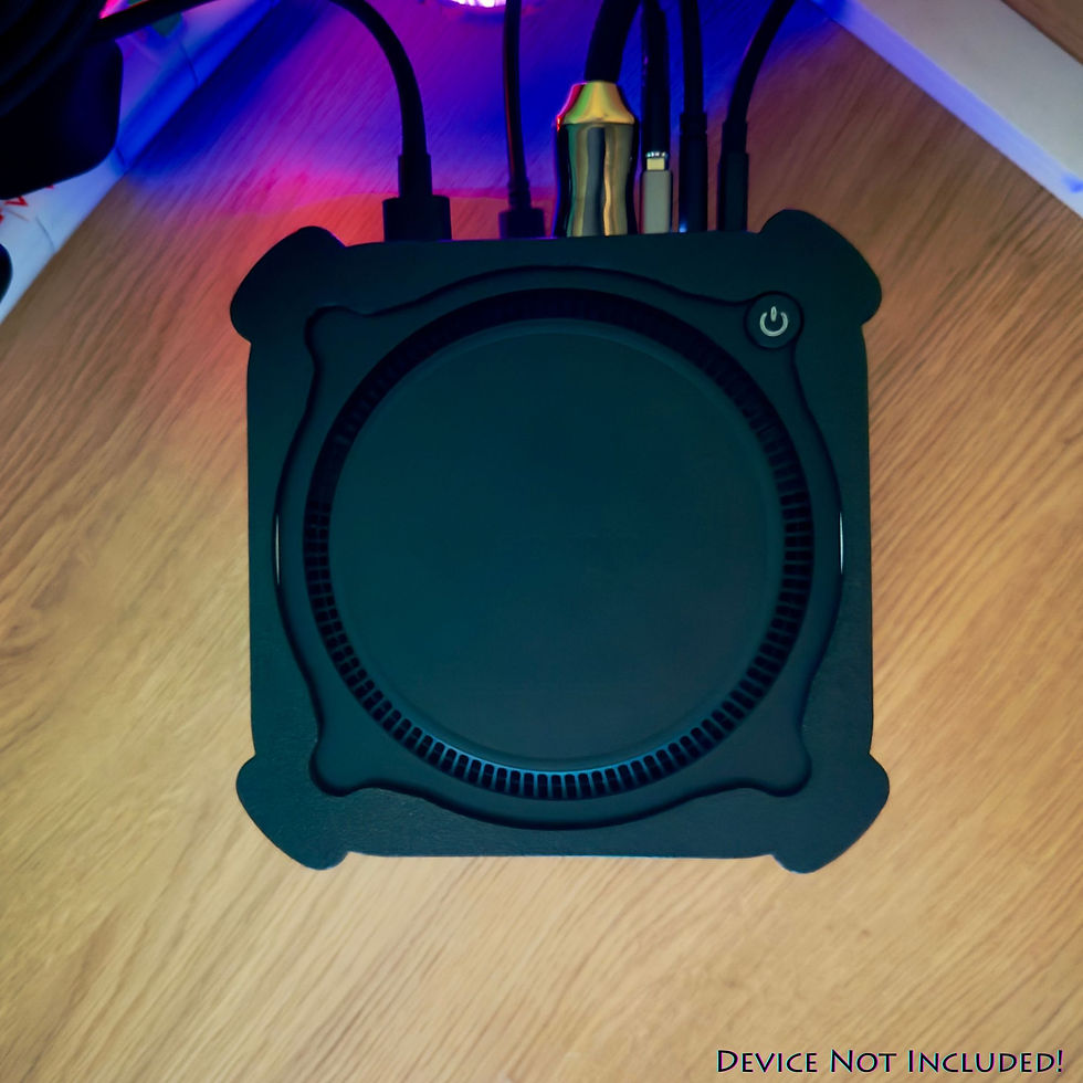 Thumbnail: Under-desk Mac Mini M4 mount with SSD shelf shown fitted beneath a wooden desk.