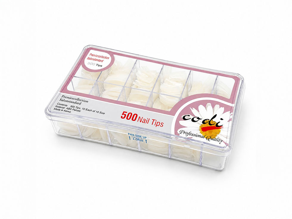 טיפסים קודי חלביים לבניית ציפורניים – 500 יחידות ב־10 גדלים