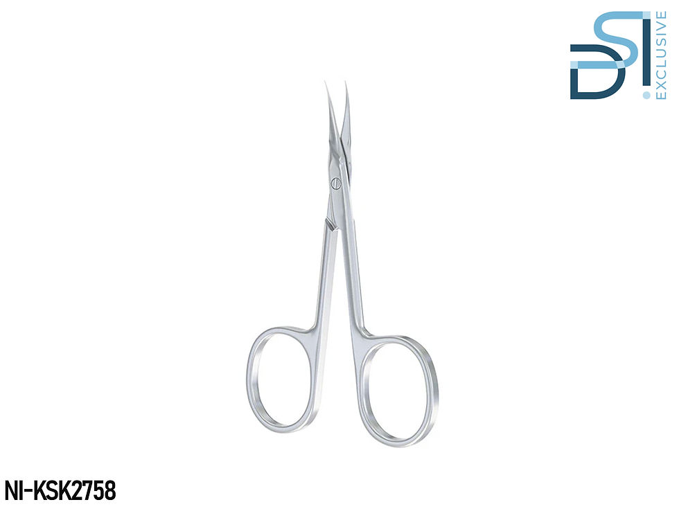 מספריים לקוטיקולה ולעור DSI Exclusive דגם NI-KSK2758 עם קצה מעוקל ולהבים חדים, מספריים מקצועיים למניקור רוסי והסרת קוטיקולה ב