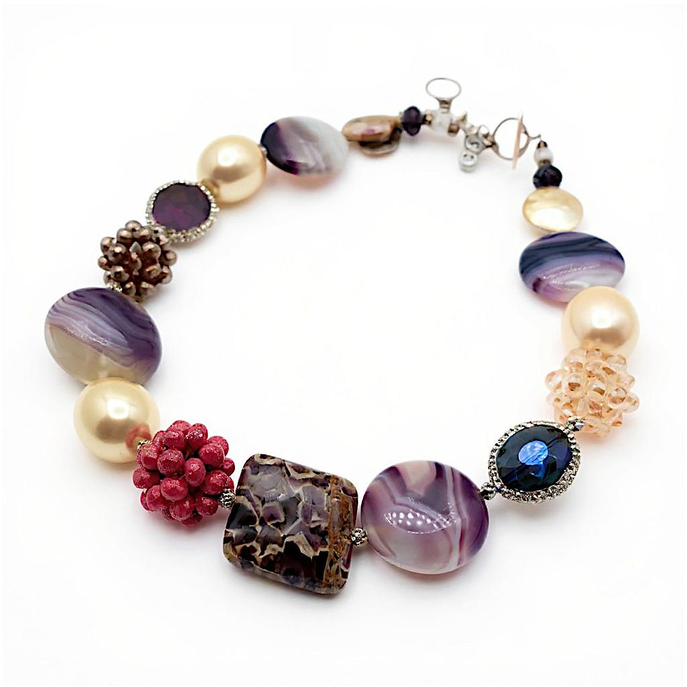 Thumbnail: Boho Amethyst and Purple Agate Necklace, Mixed Media Runway Piece