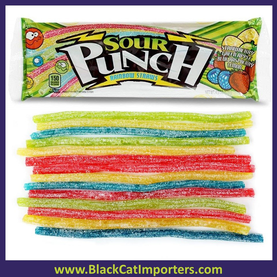 Sour Punch Straws Rainbow 2oz 24ct Black Cat Importers Ontario