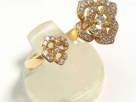 K18　ダイヤモンド　0.24ct　花モチーフ　リング