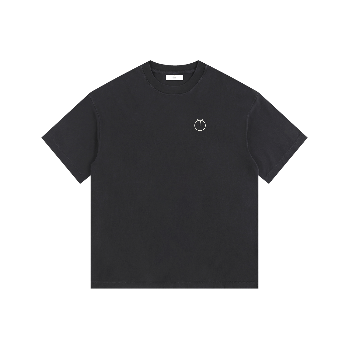 Reversed clock 1440 Daily Vintage Washed Oversized Cotton T-Shirt Black