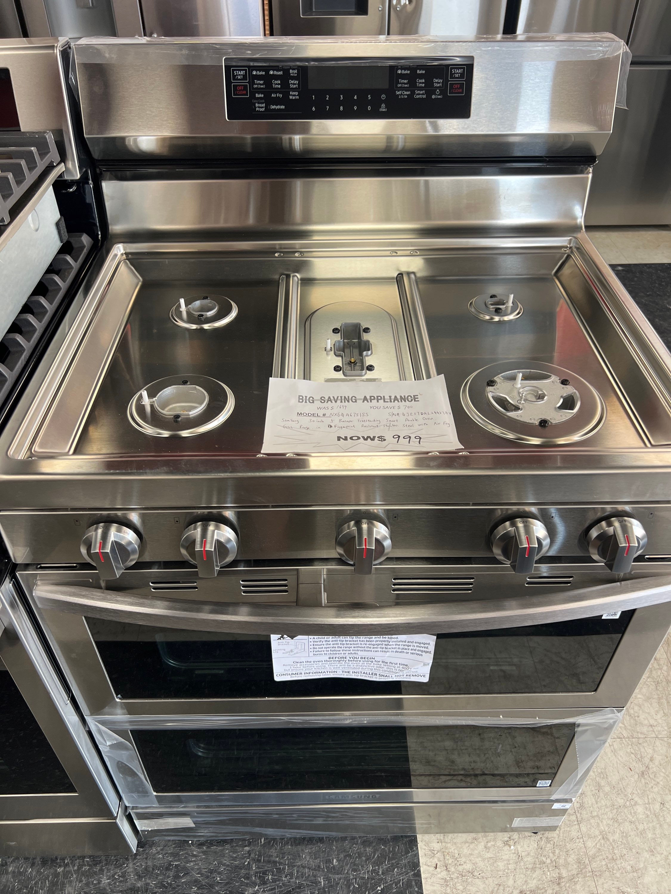 30 in. 5-Burner Freestanding Smart Gas Range in Stainless Steel with No Preheat 