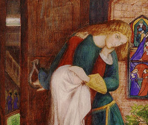 Elizabeth Siddall, Lady Clare (1854-7). Watercolor on paper, 33.8 x 25.4 cm. Private collection.