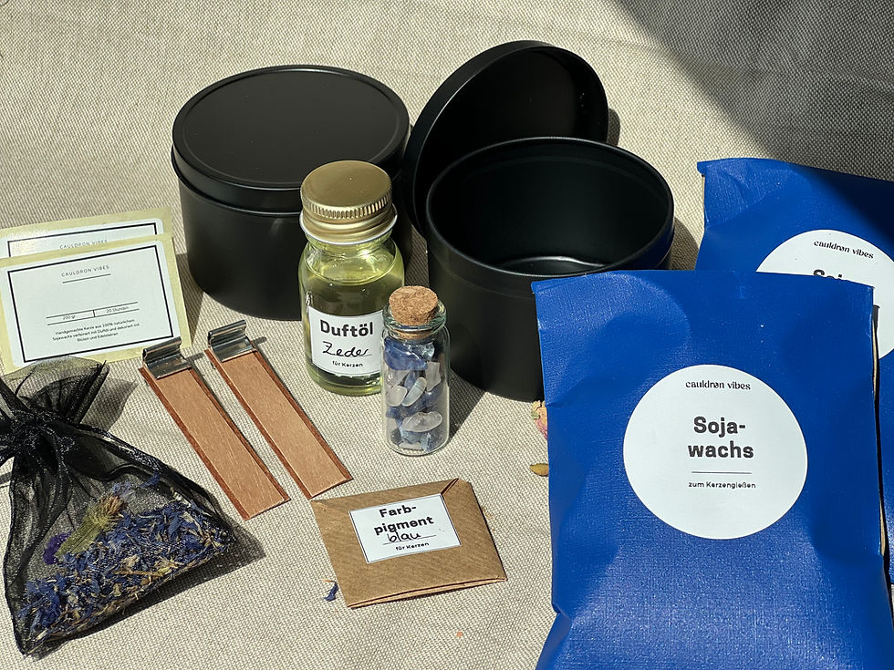 Blaues Kristallkerzen Set