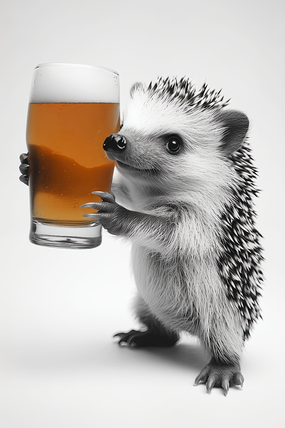 HEDGEHOG DRINKING BEER