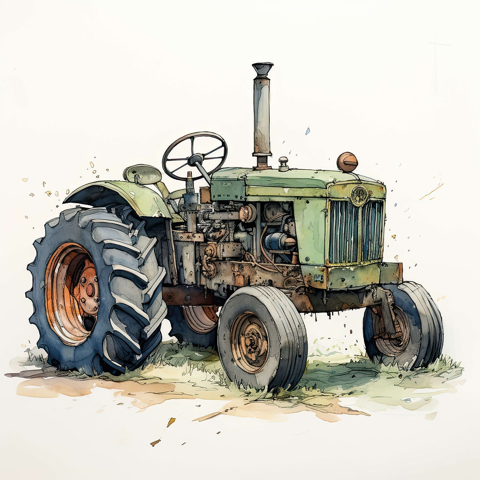 OLD TRACTOR WATERCOLOUR PRINT
