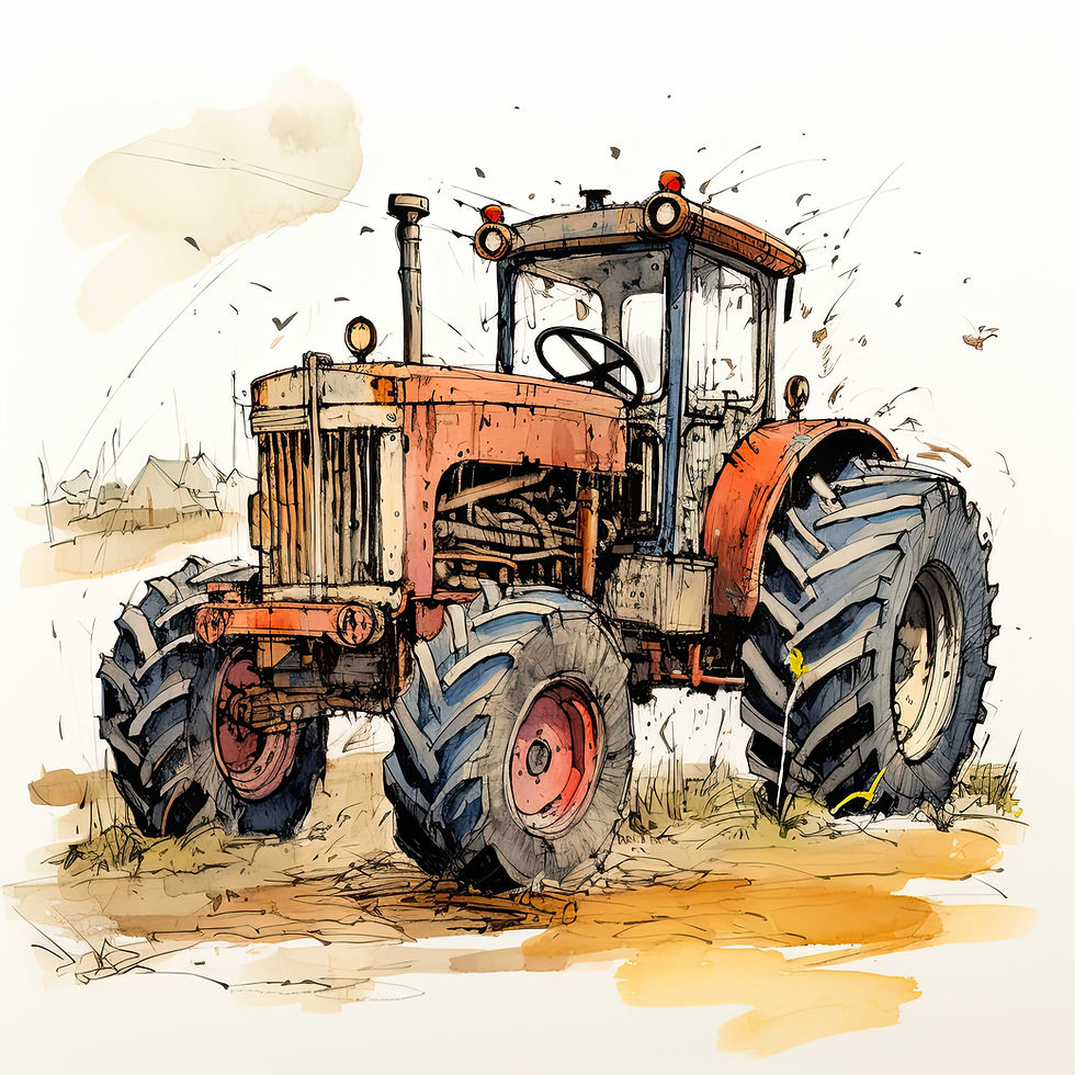 OLD TRACTOR WATERCOLOUR PRINT