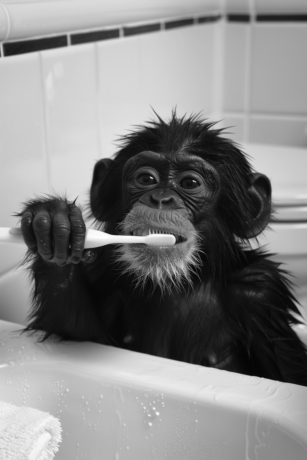 MONKEY CLEANING ITS TEETH