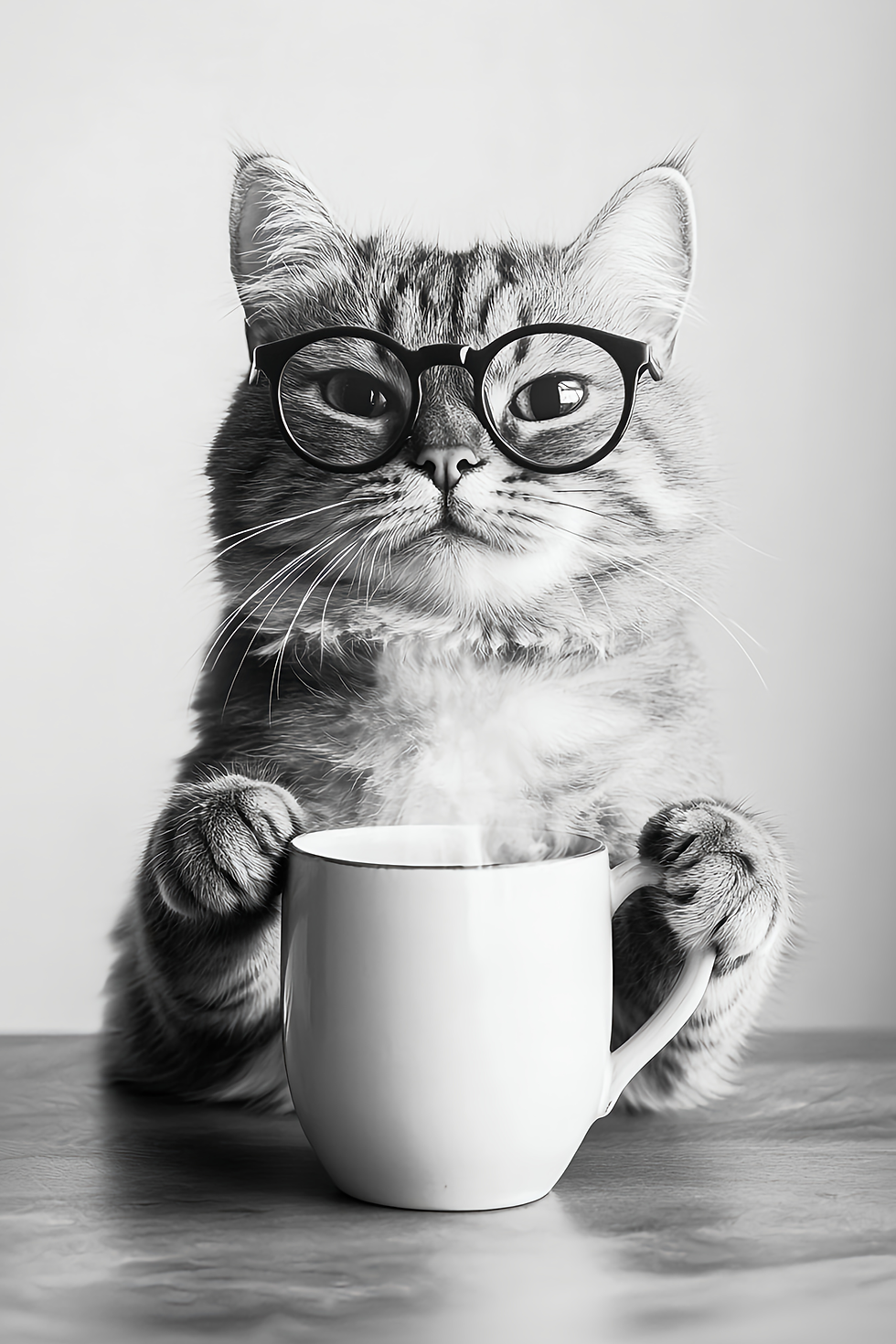 CAT DRINKING COFFEE