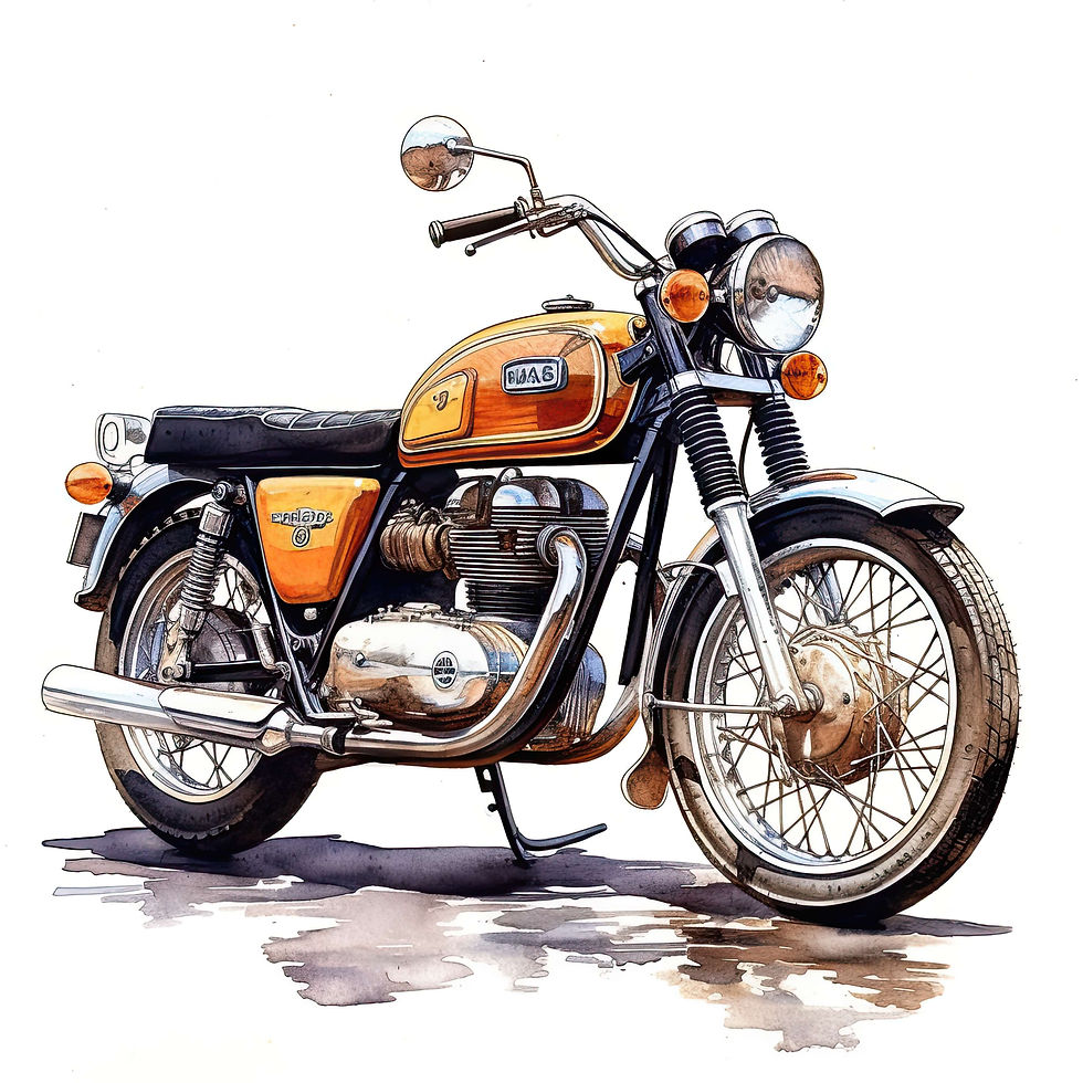 MOTORBIKE WATERCOLOUR WALL ART DECO PRINT