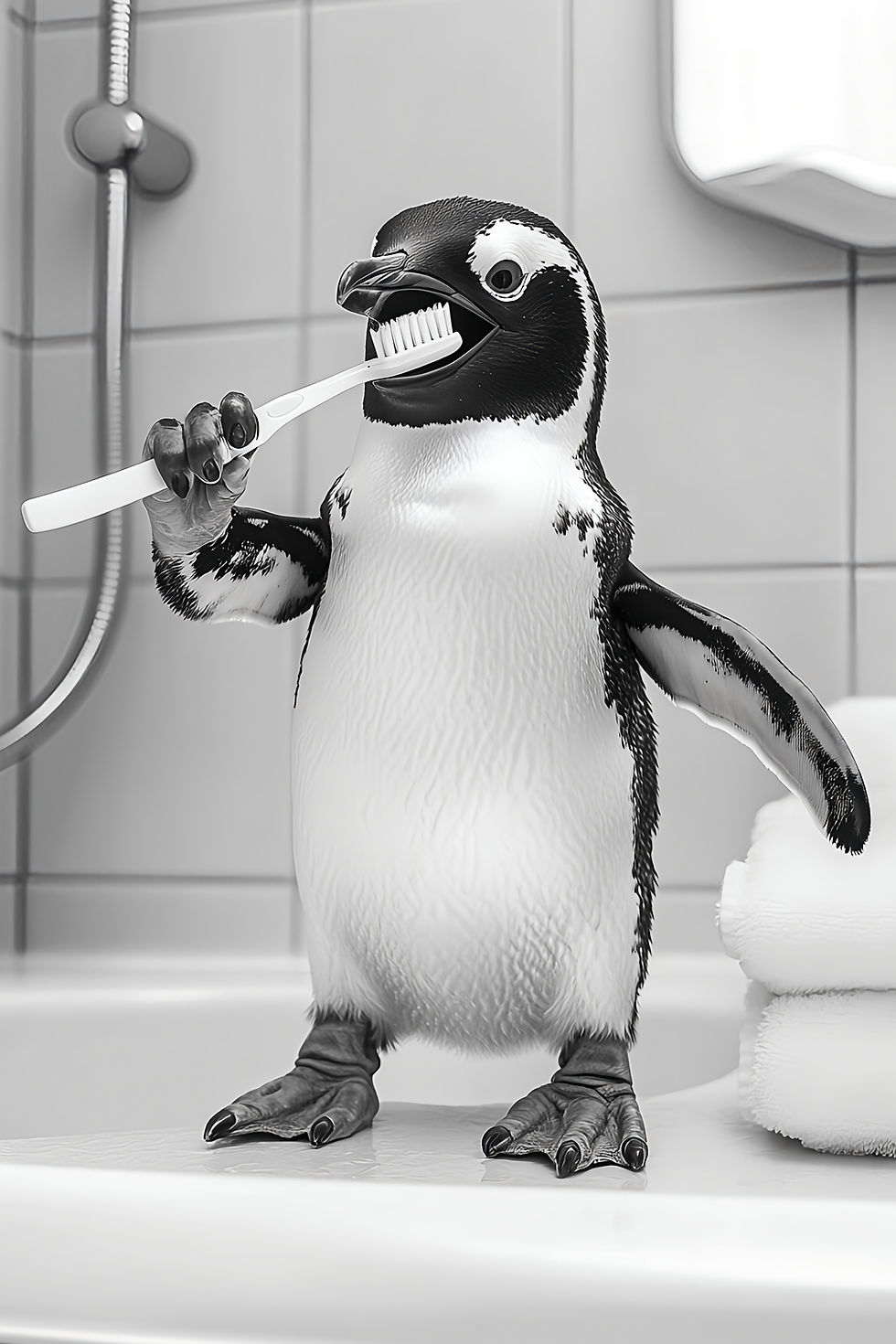 PENGUIN CLEANING ITS TEETH