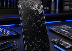 Samsung phone with a cracked screen for professional screen repair in Albany, GA